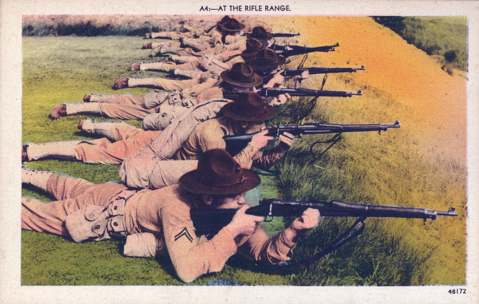 Soldiers prone at the rifle range