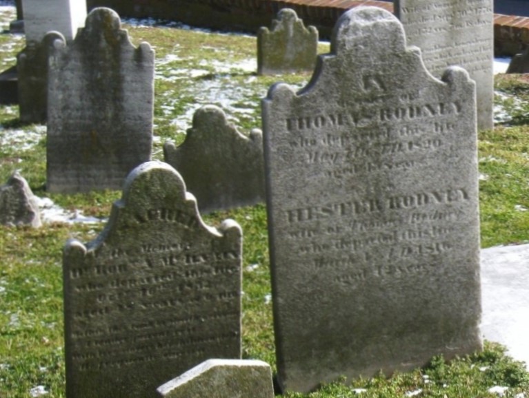 Photo of tombstones in St. Peter’s Episcopal Church’s cemetery