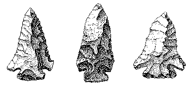 etching of Charleston corner-notched points
