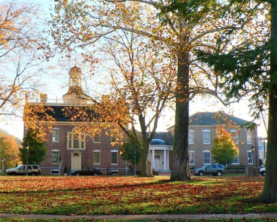 Photo of the Dover Green with Old State House in the background