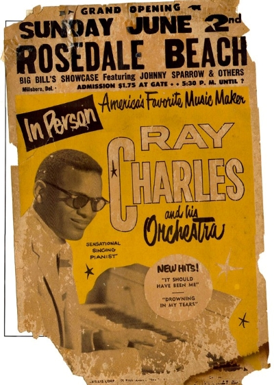 Photo of a Poster advertising Ray Charles' appearance at Rosedale Beach