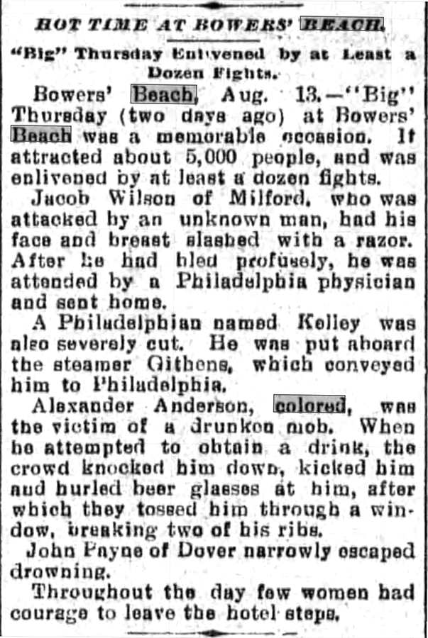 Newspaper clipping of the Delaware Gazette and State Journal, Wilmington, Delaware. August 18th 1898