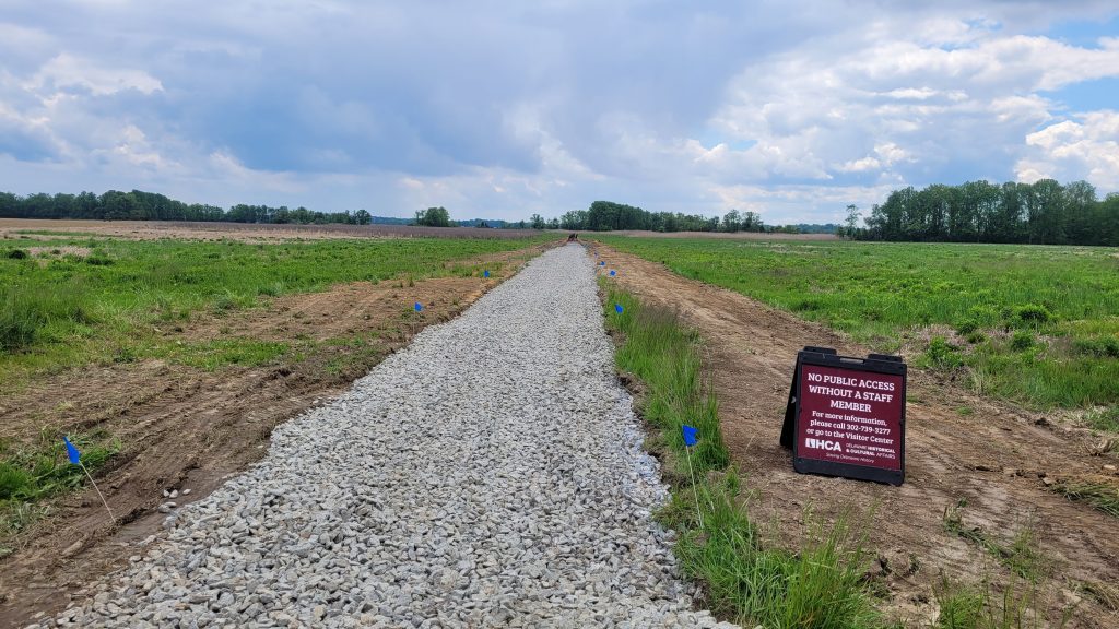A new stone pathway leads visitors to new areas of the John Dickinson Plantation. It will open to the public in summer 2023.