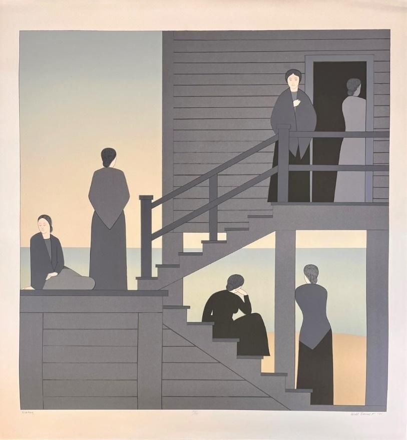 Will Barnet (American, 1922-2012), Waiting, Lithograph, 1975, 1976.296, Delaware Division of Historical and Cultural Affairs, Gift of Lorillard, A Division of Loews Theatres, Inc., © 2023 Will Barnet. 