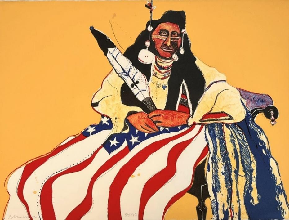 Fritz Scholder (American, 1937-2005), Bicentennial Indian, Lithograph, 1975, 1976.290, Delaware Division of Historical and Cultural Affairs Gift of Lorillard, A Division of Loews Theatres, Inc.