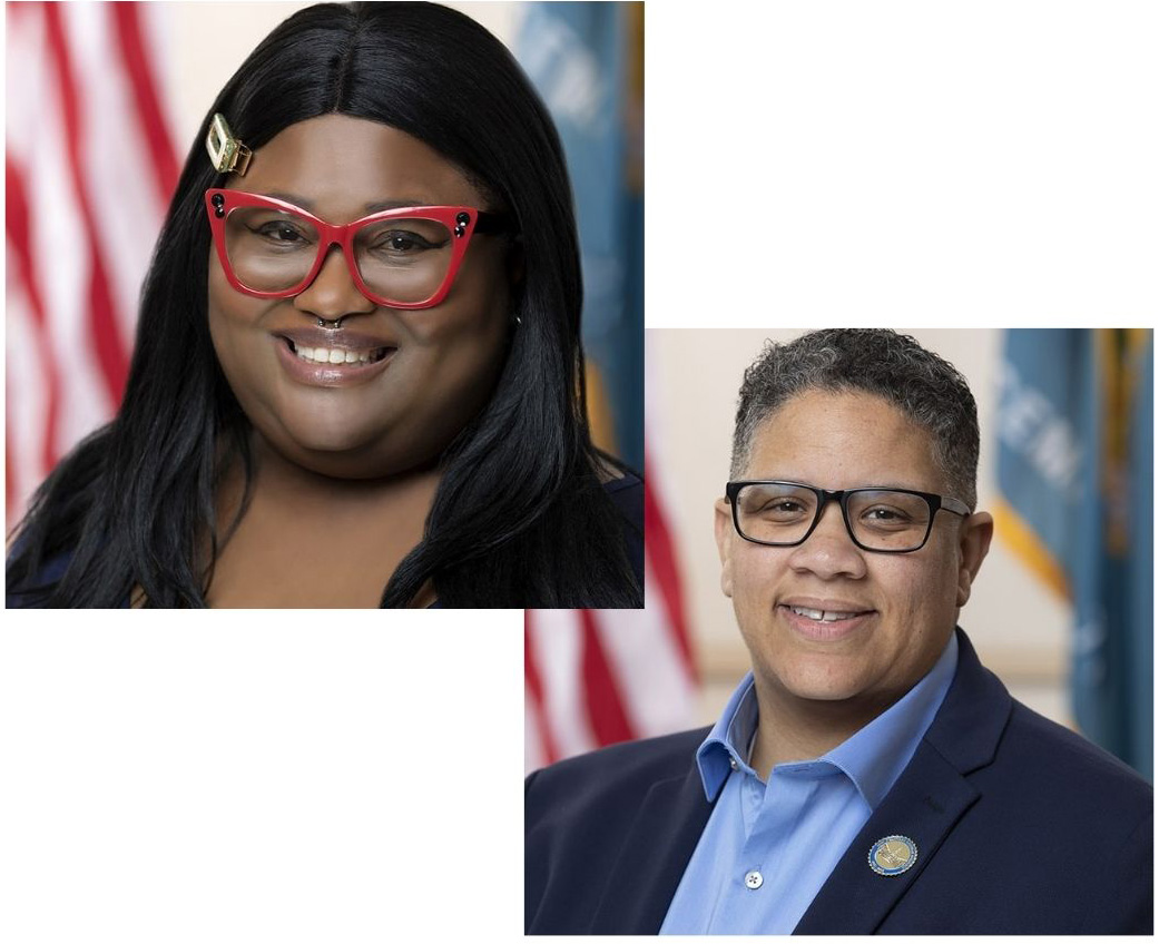 Headshots of a Black non-binary person and Black woman legislators.