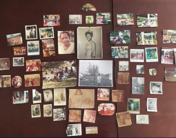 A collection of photographs that was included in a presentation about working with local communities to document historical information.