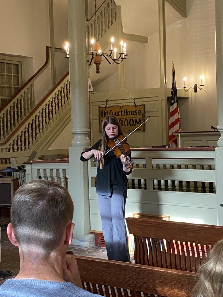 During the 2024 William Penn Day at New Castle Court House Museum, The Suzuki Academy at the Delaware Music School also demonstrated their talents by playing music from the Baroque period.