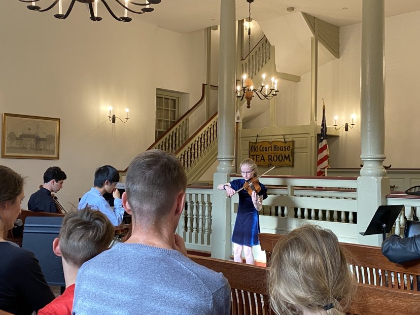 During the 2024 William Penn Day at New Castle Court House Museum, The Suzuki Academy at the Delaware Music School also demonstrated their talents by playing music from the Baroque period.