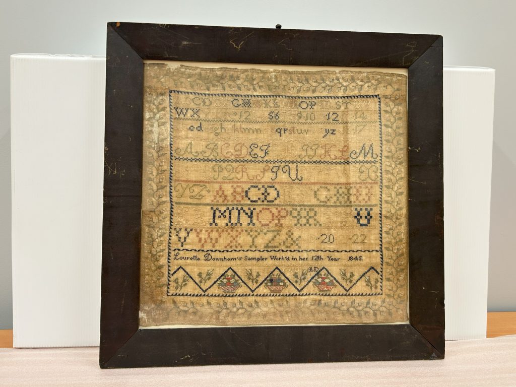 Sampler made by 19th century Kent County girl Louretta Downham