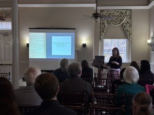 Annie Fenimore speaks at the 2025 Delmarva Archaeology and History Symposium.
