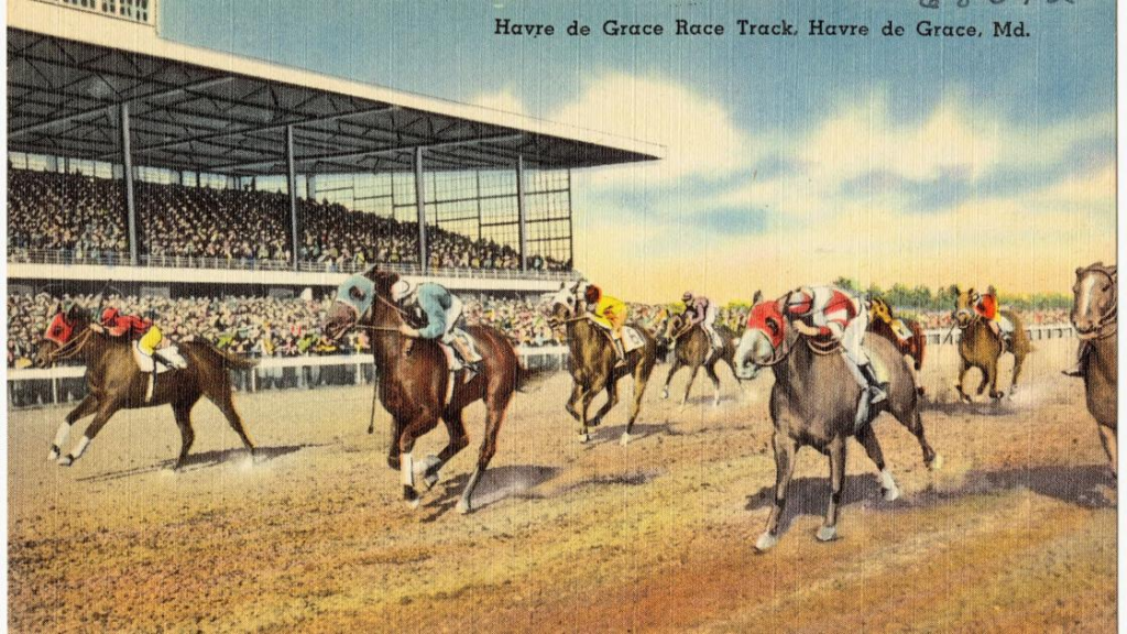 Historic image of horse racing at the Havre de Grace track in Maryland.

PHOTO CREDIT: https://www.cecildaily.com/our_cecil/how-havre-de-graces-racetrack-was-once-a-gem/article_df14c297-2dc4-563d-a160-baaab7ae4064.html
