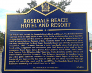 Rosedale Beach Historic Marker - placed on the former driveway of the former Rosedale Beach Hotel and Resort.