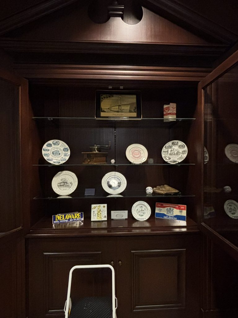 Decorative historic artifacts in Gov. Matt Meyer's office 2025