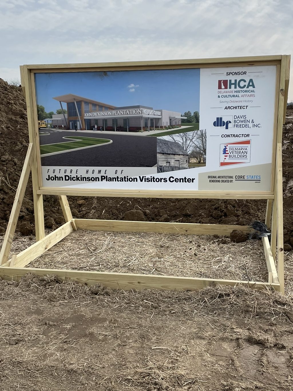 Visitor's center construction at John Dickinson Plantation in summer 2025.