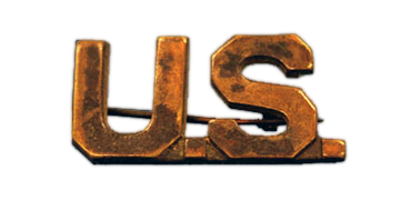 United States World War I uniform collar pin that reads, "U.S."