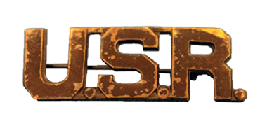 United States World War I uniform collar pin that reads, "U.S.R."